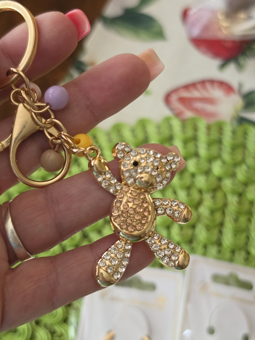 Rhinestone Teddy Bear Purse & Key Charm – Pick Your Favorite Color 🧸✨ - Picture 2 of 5